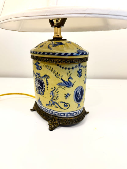 Vintage Lamp: Chinoiserie Blue and Yellow
