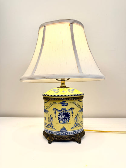 Vintage Lamp: Chinoiserie Blue and Yellow