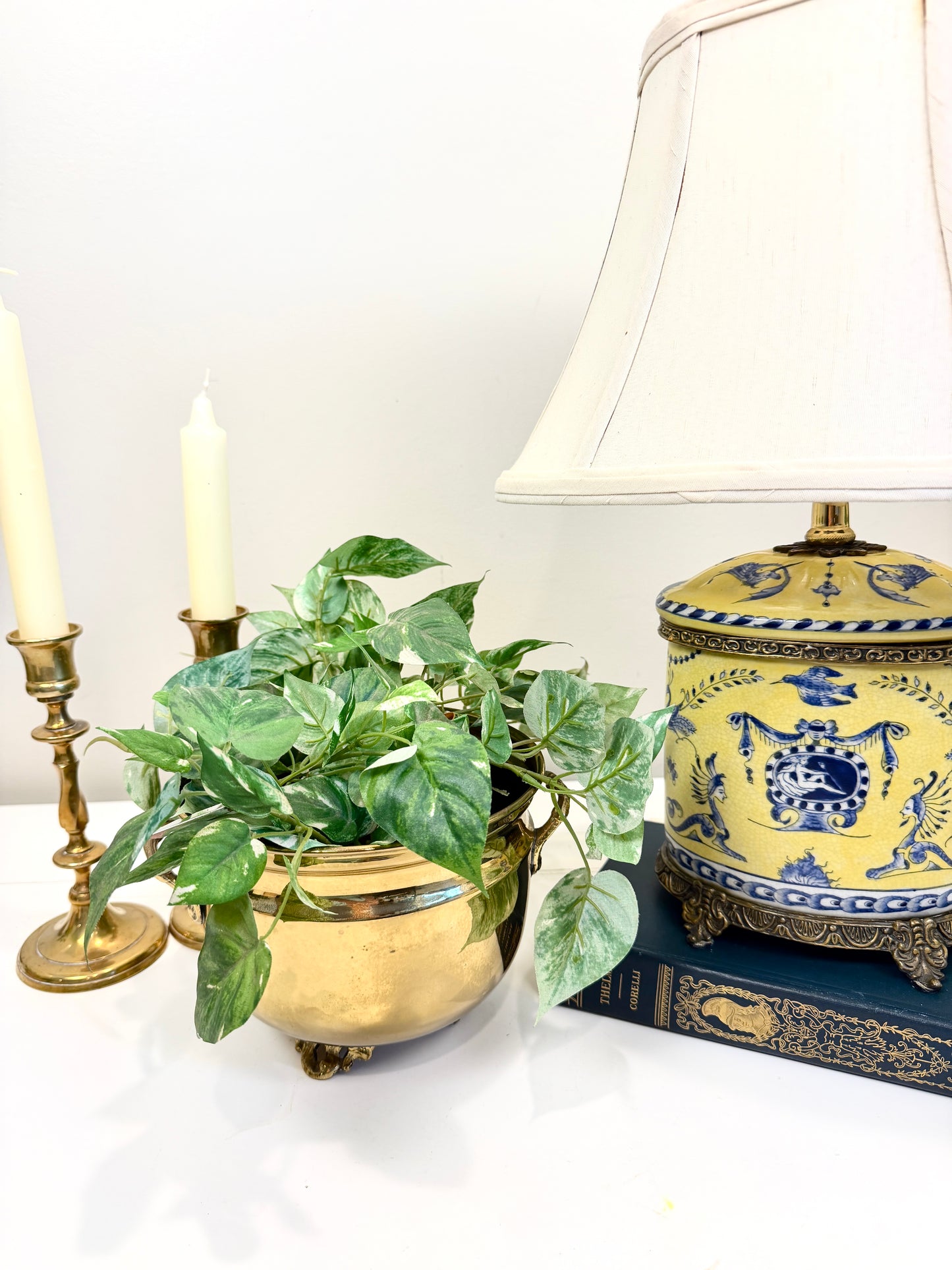 Vintage Lamp: Chinoiserie Blue and Yellow