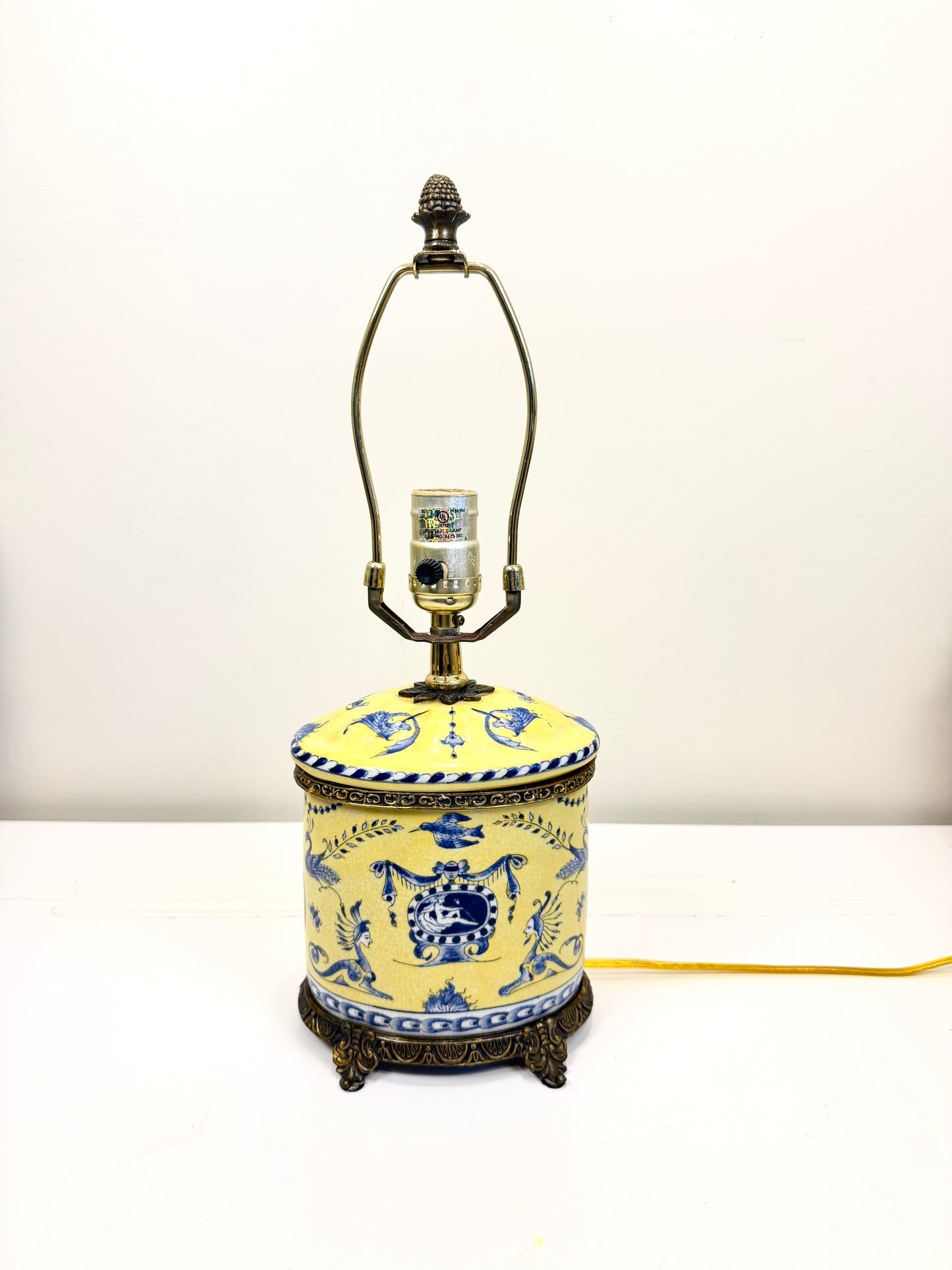 Vintage Lamp: Chinoiserie Blue and Yellow