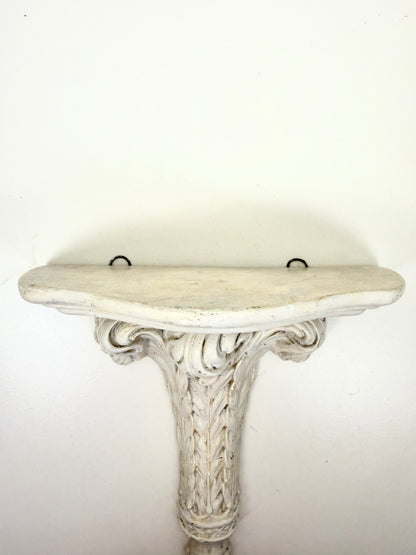 Vintage Wall Shelf: White Demilune