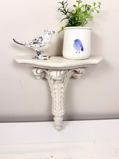 Vintage Wall Shelf: White Demilune