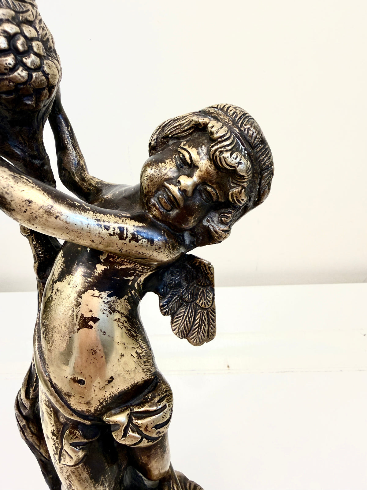 Antique Bronze Cherub Candle Holder