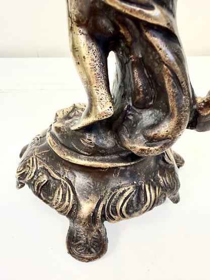 Antique Bronze Cherub Candle Holder