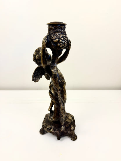 Antique Bronze Cherub Candle Holder