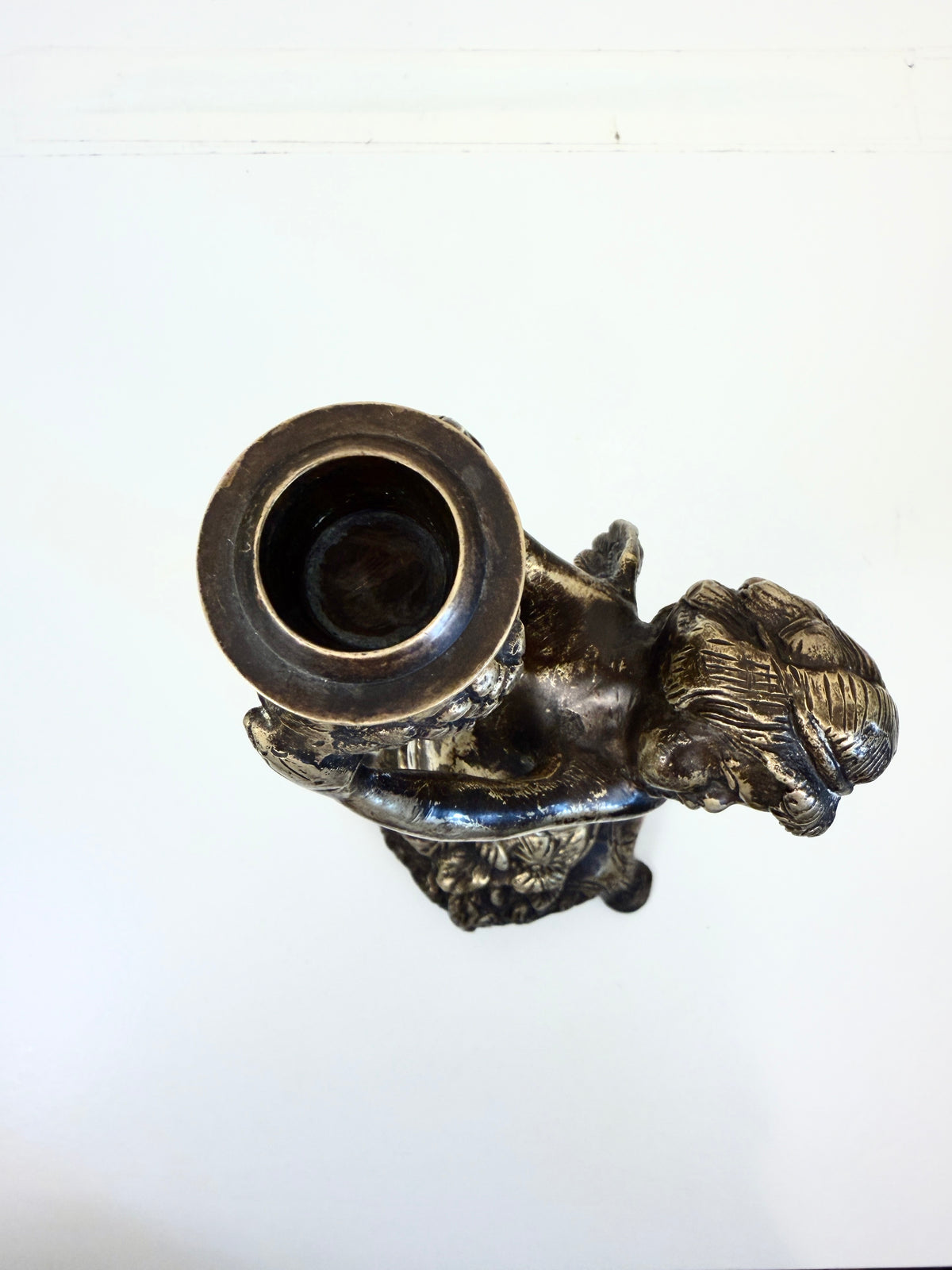 Antique Bronze Cherub Candle Holder