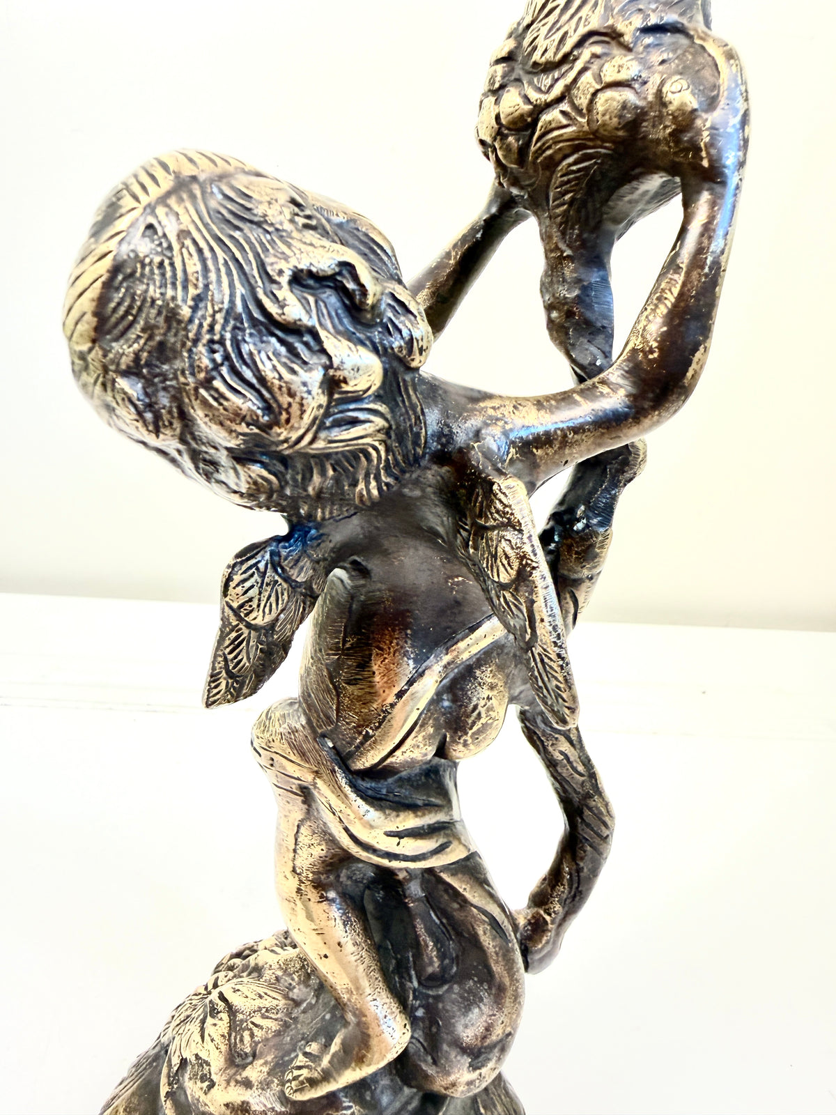 Antique Bronze Cherub Candle Holder