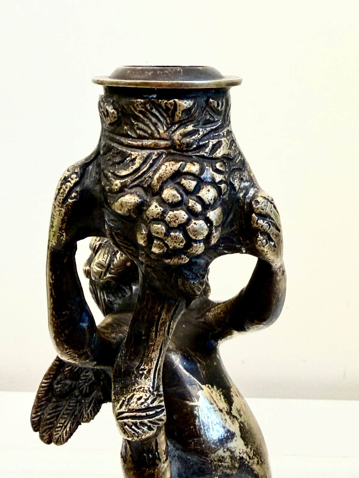 Antique Bronze Cherub Candle Holder