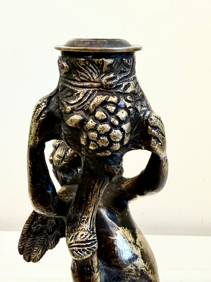 Antique Bronze Cherub Candle Holder