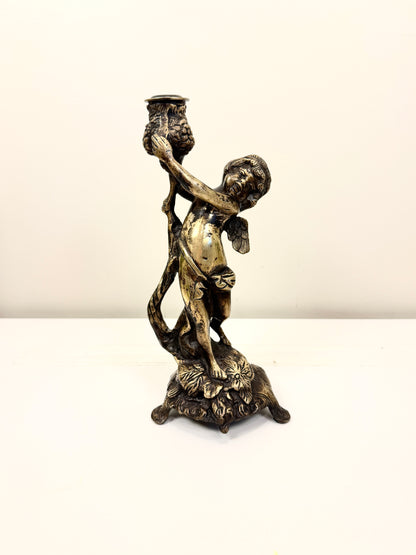 Antique Bronze Cherub Candle Holder