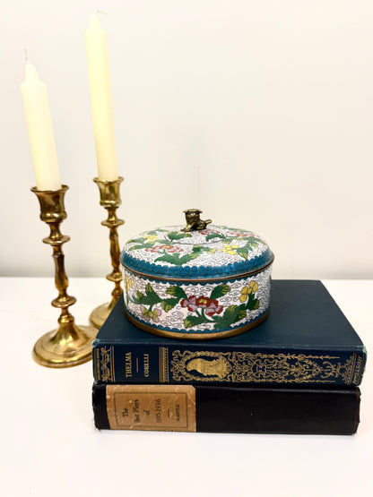 Vintage Cloisonne Box:  Foo Dog Finial