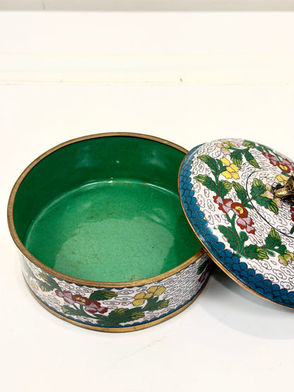 Vintage Cloisonne Box:  Foo Dog Finial