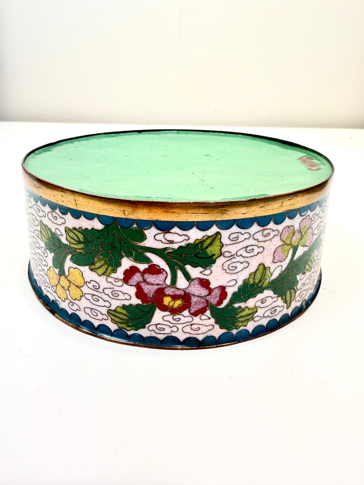 Vintage Cloisonne Box:  Foo Dog Finial
