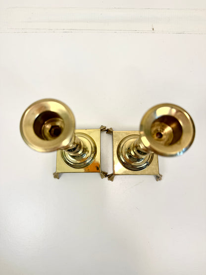 Vintage Brass Candlestick Pair