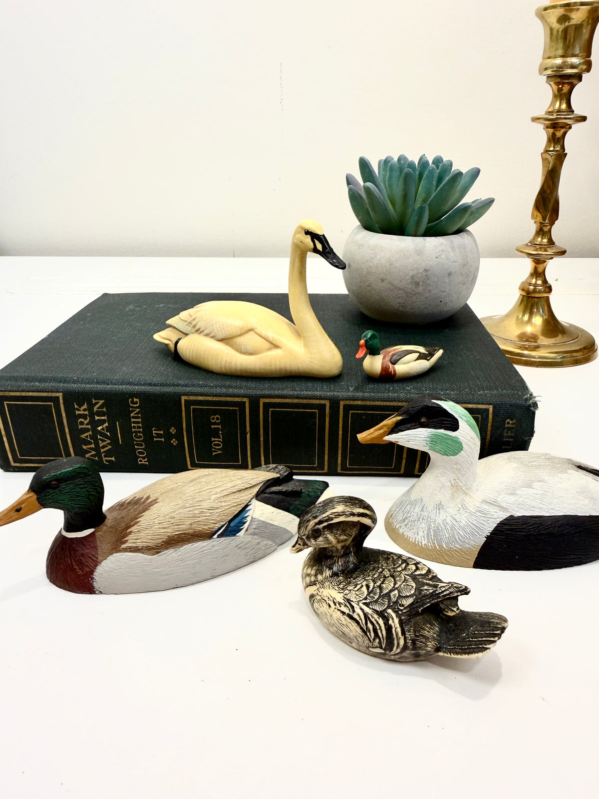 Vintage Miniature Swan:  Hand Carved Italy