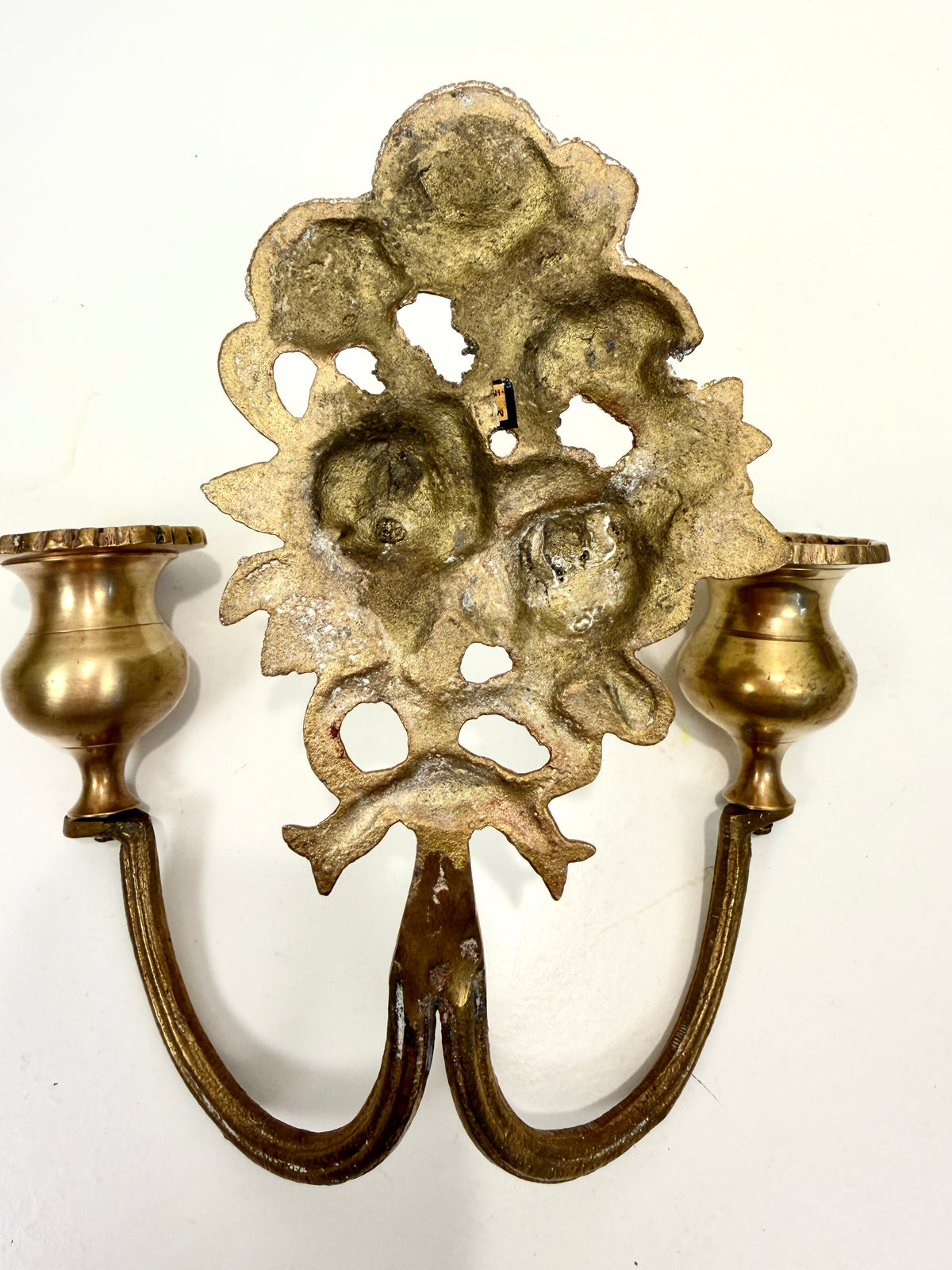 Vintage Brass Double Candle Holder: Wall Sconce