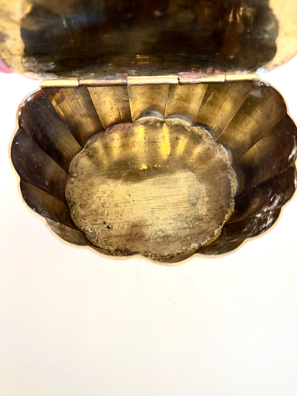 Vintage Brass Oval Box with Hinged Lid