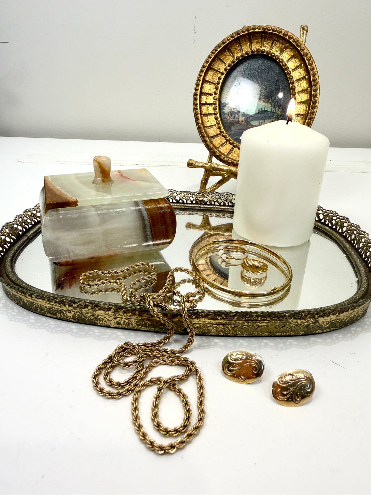 Vintage Onyx Box: Small Jewelry Box