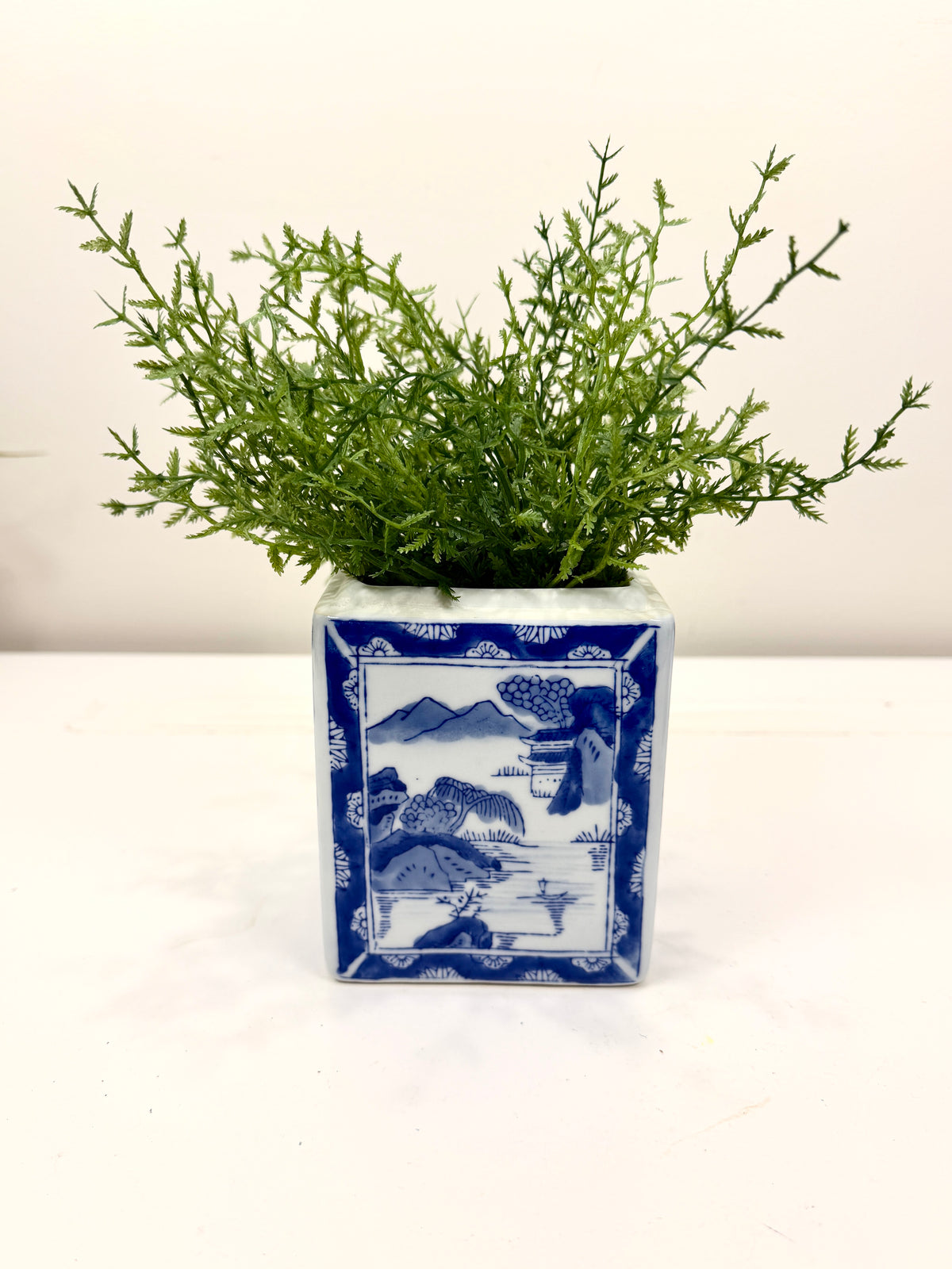 Vintage Blue and White Covered Jar:  Chinoiserie