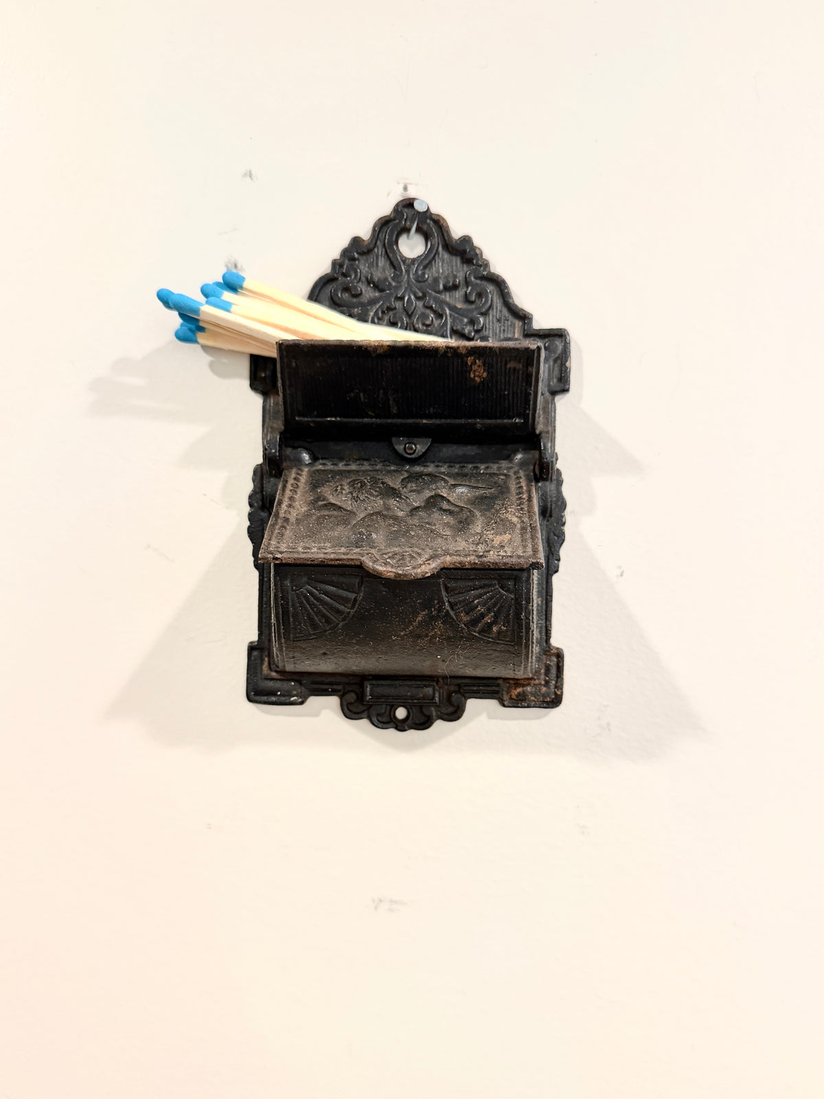 Vintage Cast Iron Double Match Holder