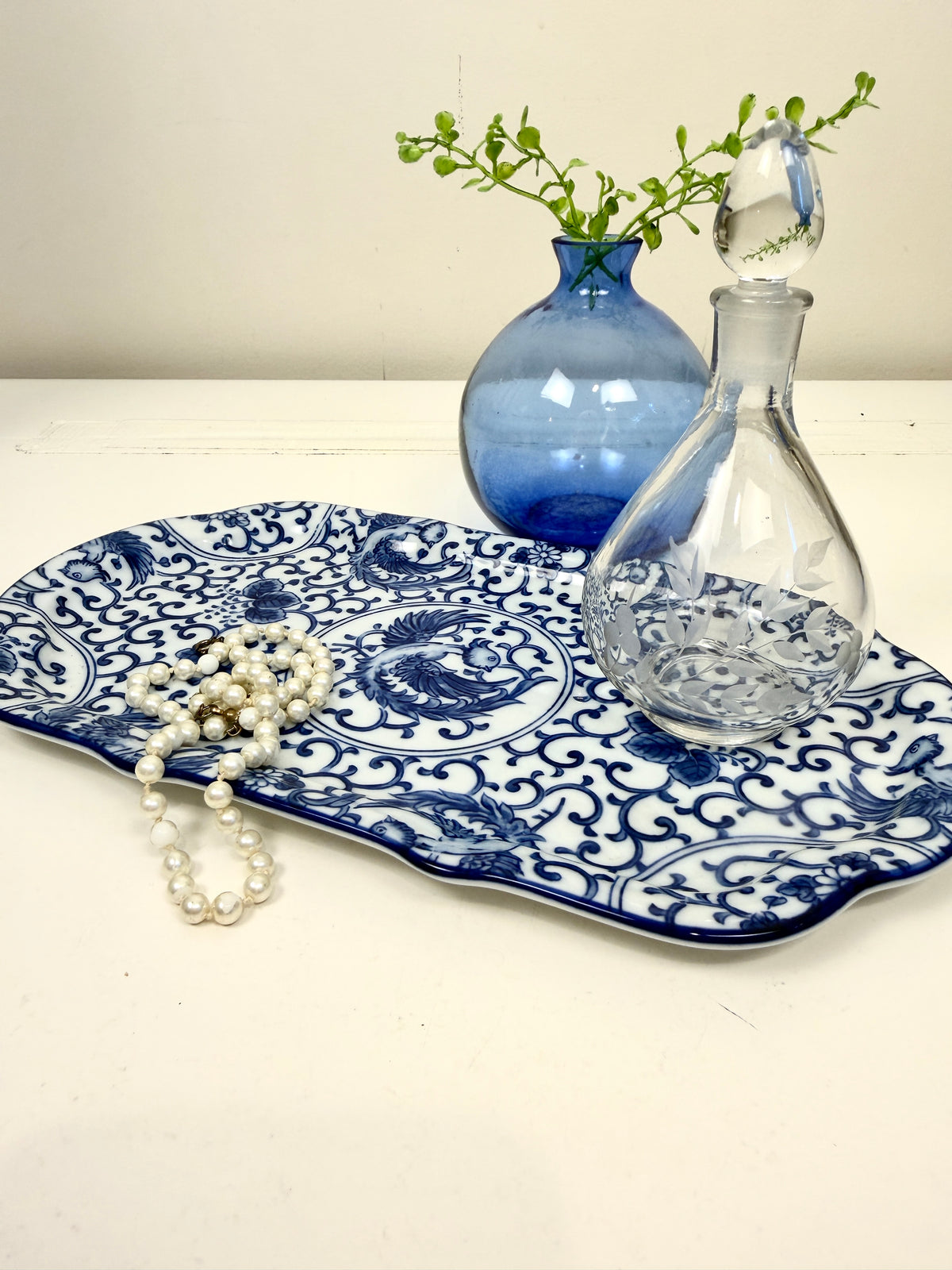 Vintage Chinoiserie Tray with Phoenix