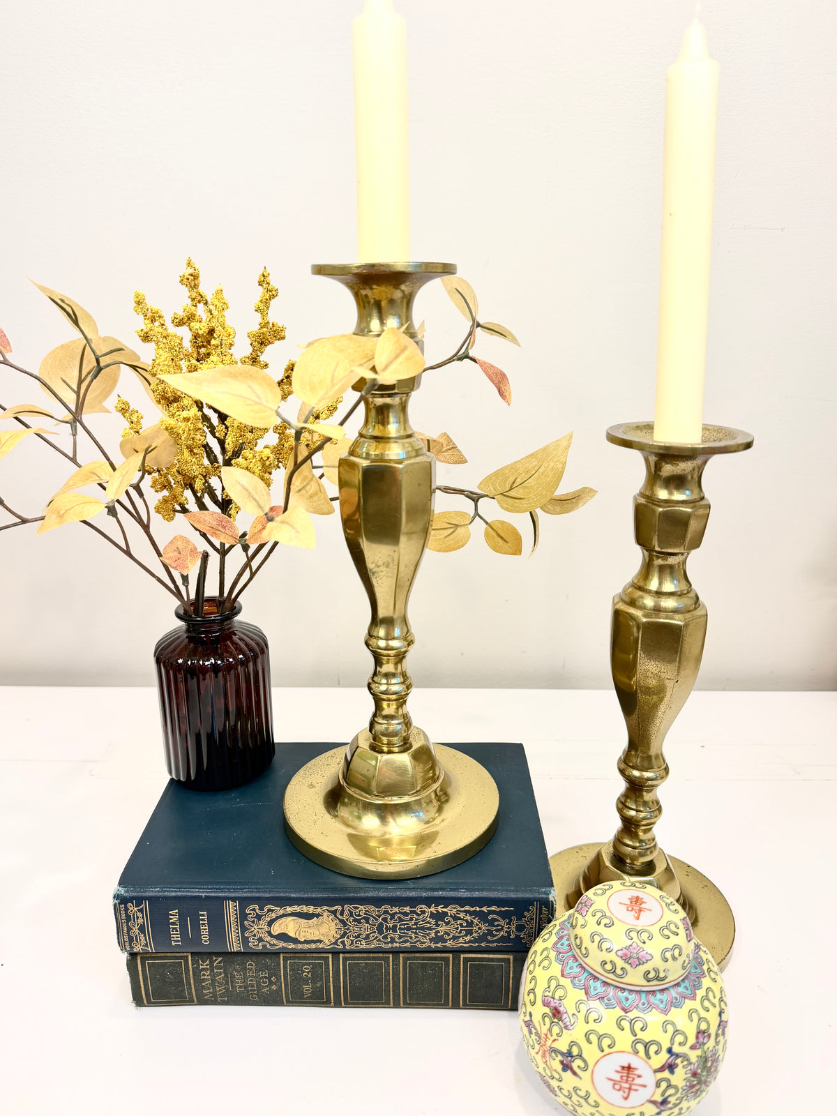 Vintage Brass Candlestick Pair