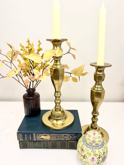 Vintage Brass Candlestick Pair