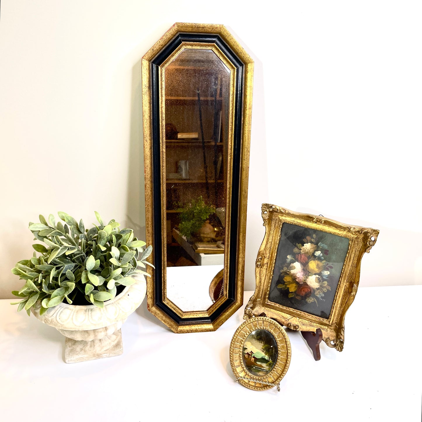 Vintage Mirror - Gold and Black French Style