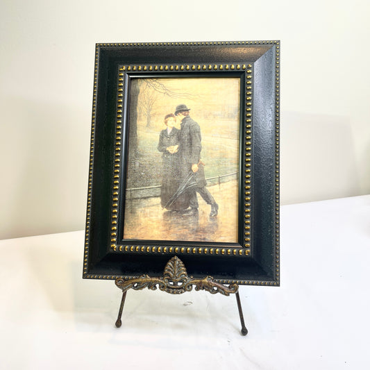 Vintage Art on Easel - Romantic Young Lovers