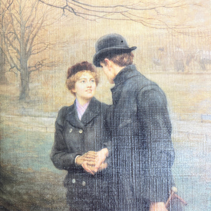 Vintage Art on Easel - Romantic Young Lovers
