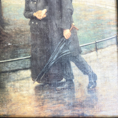Vintage Art on Easel - Romantic Young Lovers