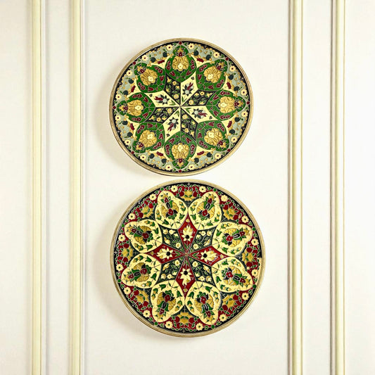 Vintage Cloisonne Brass Plates