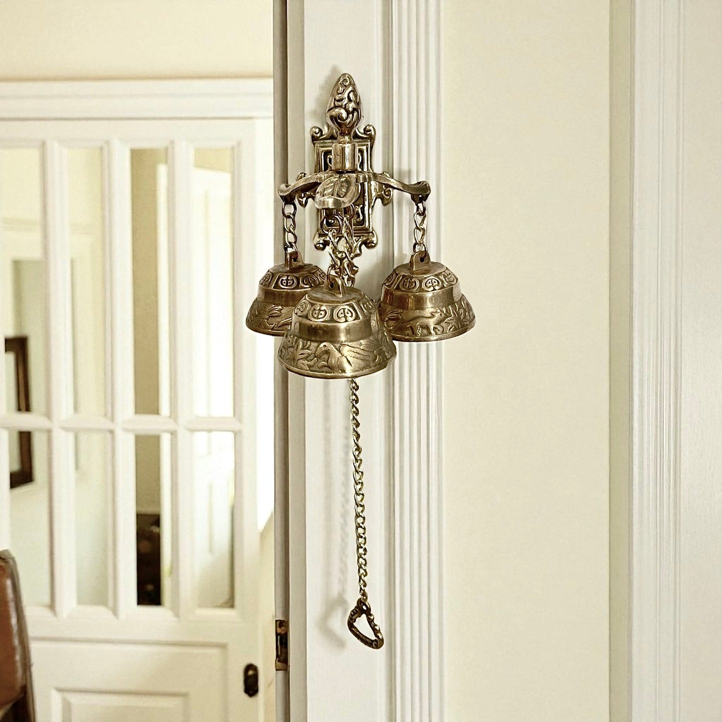 Triple Hanging Brass Bells