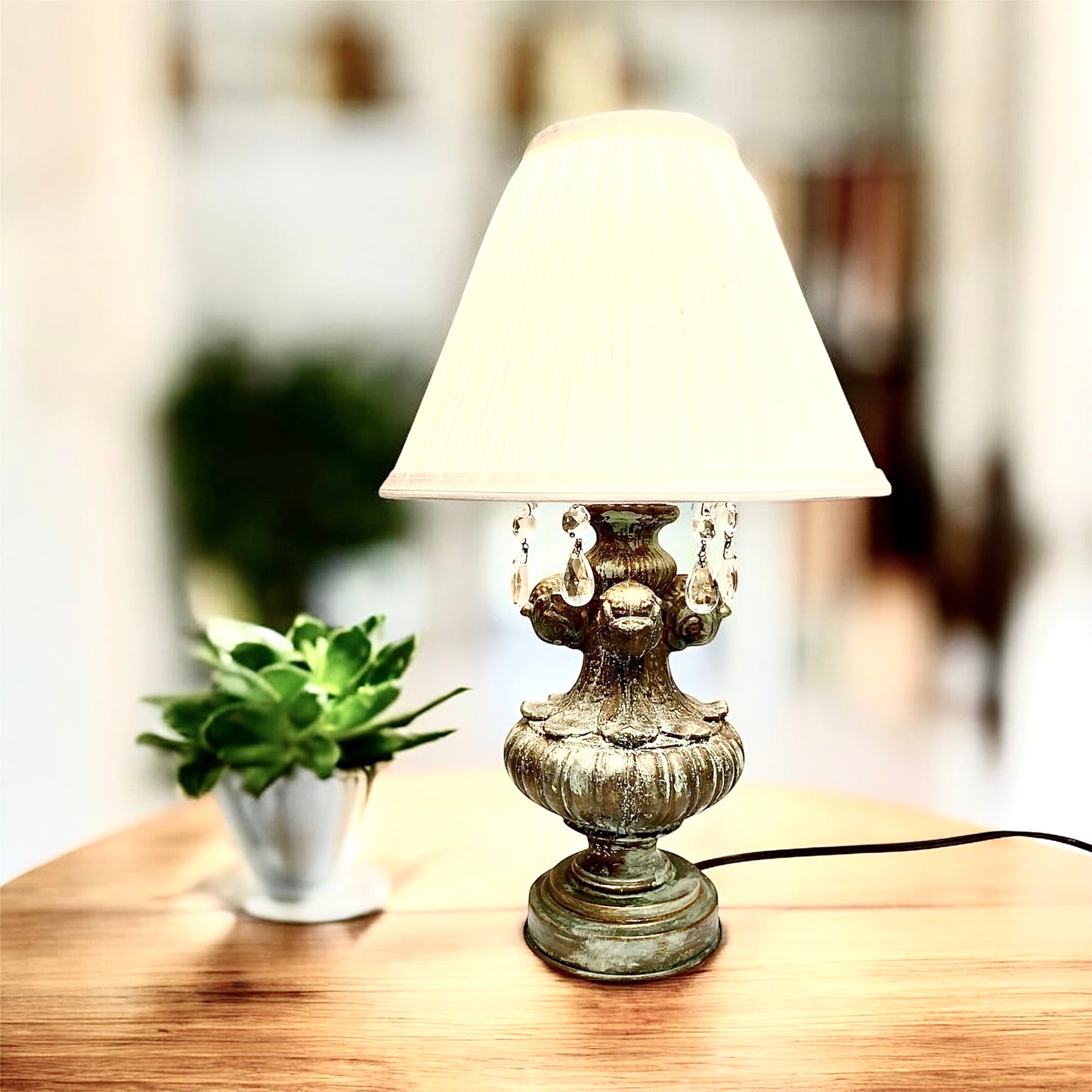 Vintage Ornate Verdigris Lamp