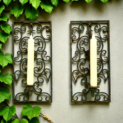 Verdigris Candleholder Pair
