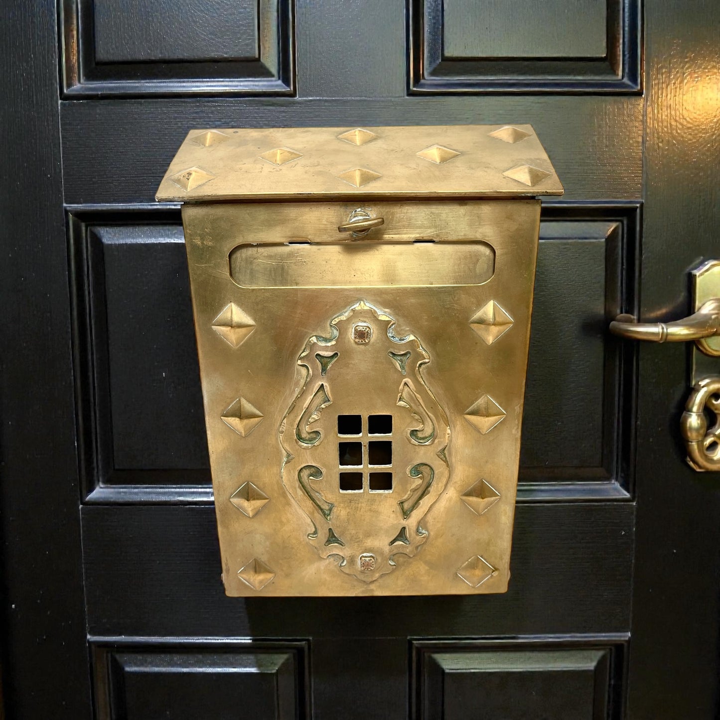 Antique Vintage Solid Brass Mailbox:  Wallmount Letterbox