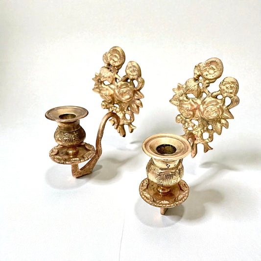 Vintage Brass Wall Candle Holders