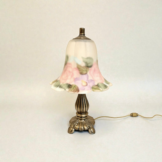 Vintage Accent Lamp: Reverse Painted Glass Shade