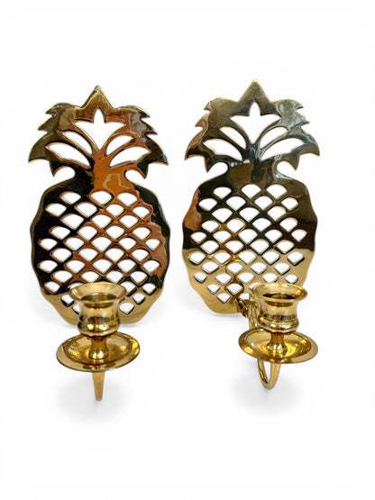 Vintage Brass Pineapple Sconces