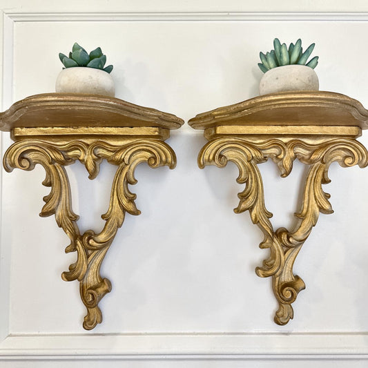 Vintage Syroco Gold Half Round Shelves