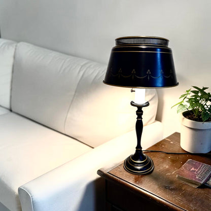 Vintage Tole Lamp: Black and Gold Metal