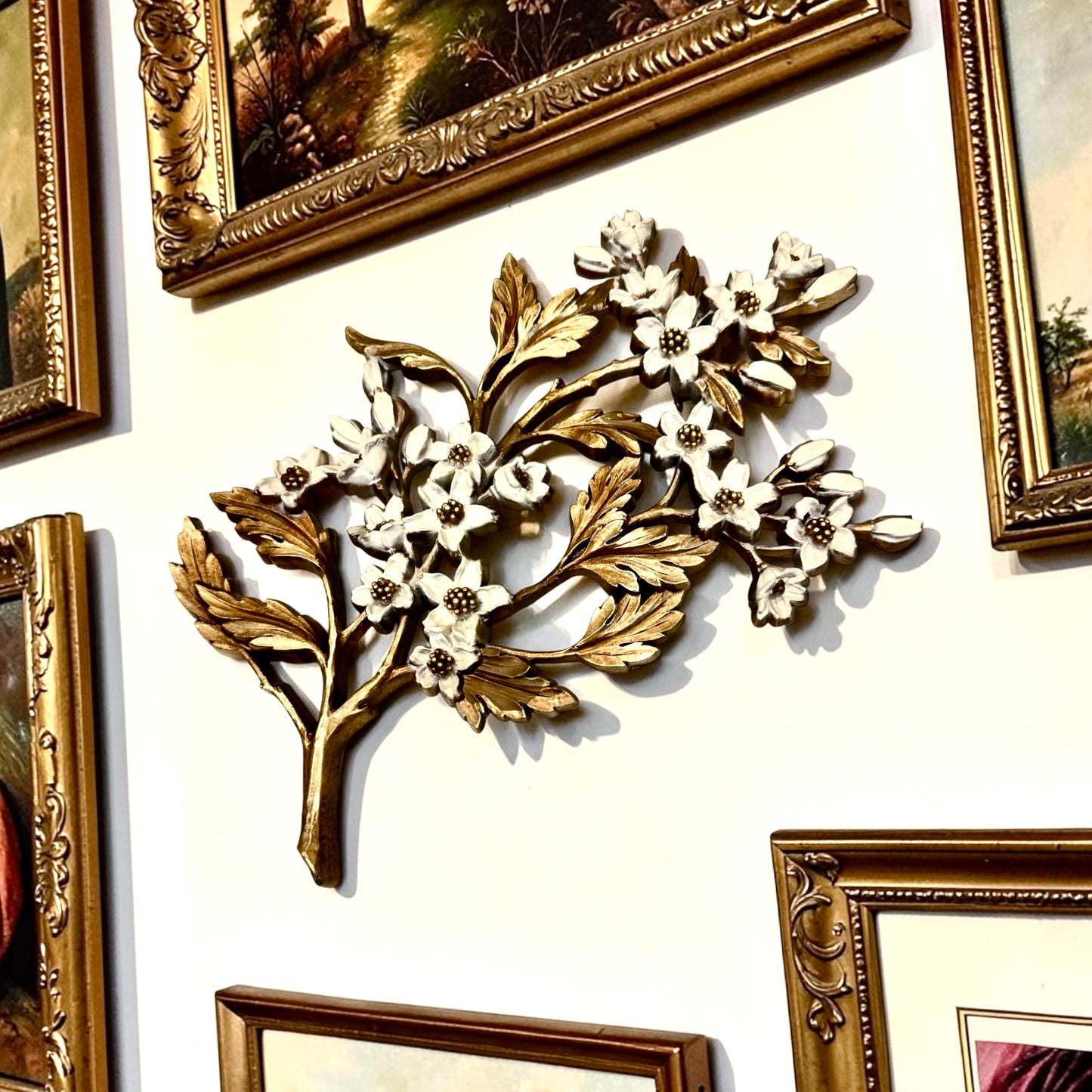 Vintage Syroco Gold Flowering Branch