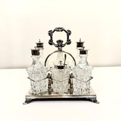 Antique or Vintage Silver and Crystal Condiment Set