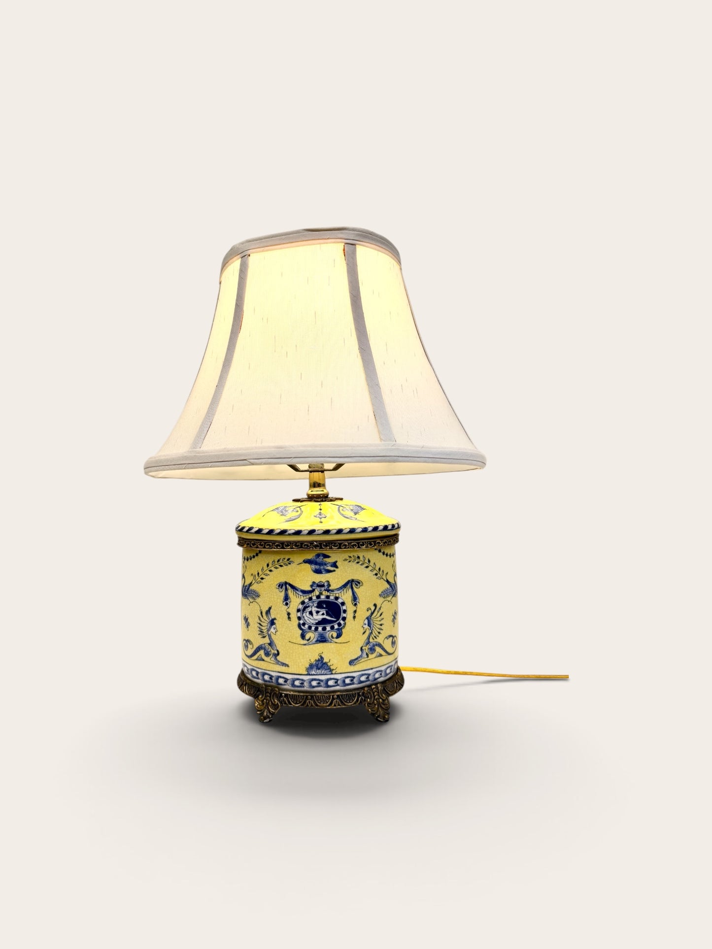 Vintage Lamp: Chinoiserie Blue and Yellow