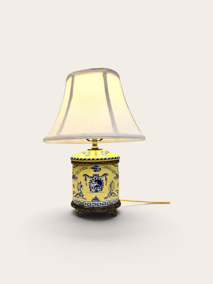 Vintage Lamp: Chinoiserie Blue and Yellow