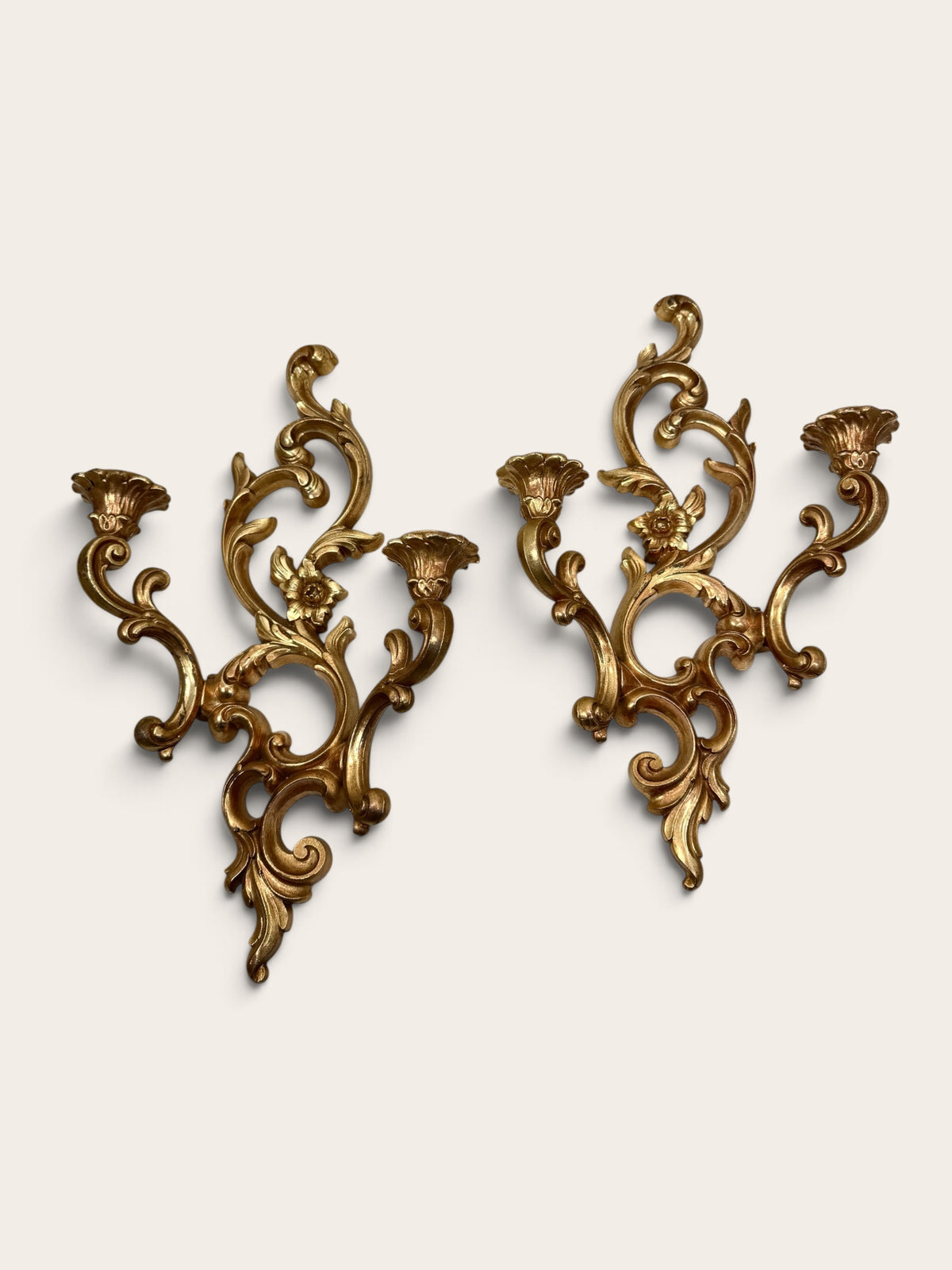 Vintage Syroco Candle Sconce Pair