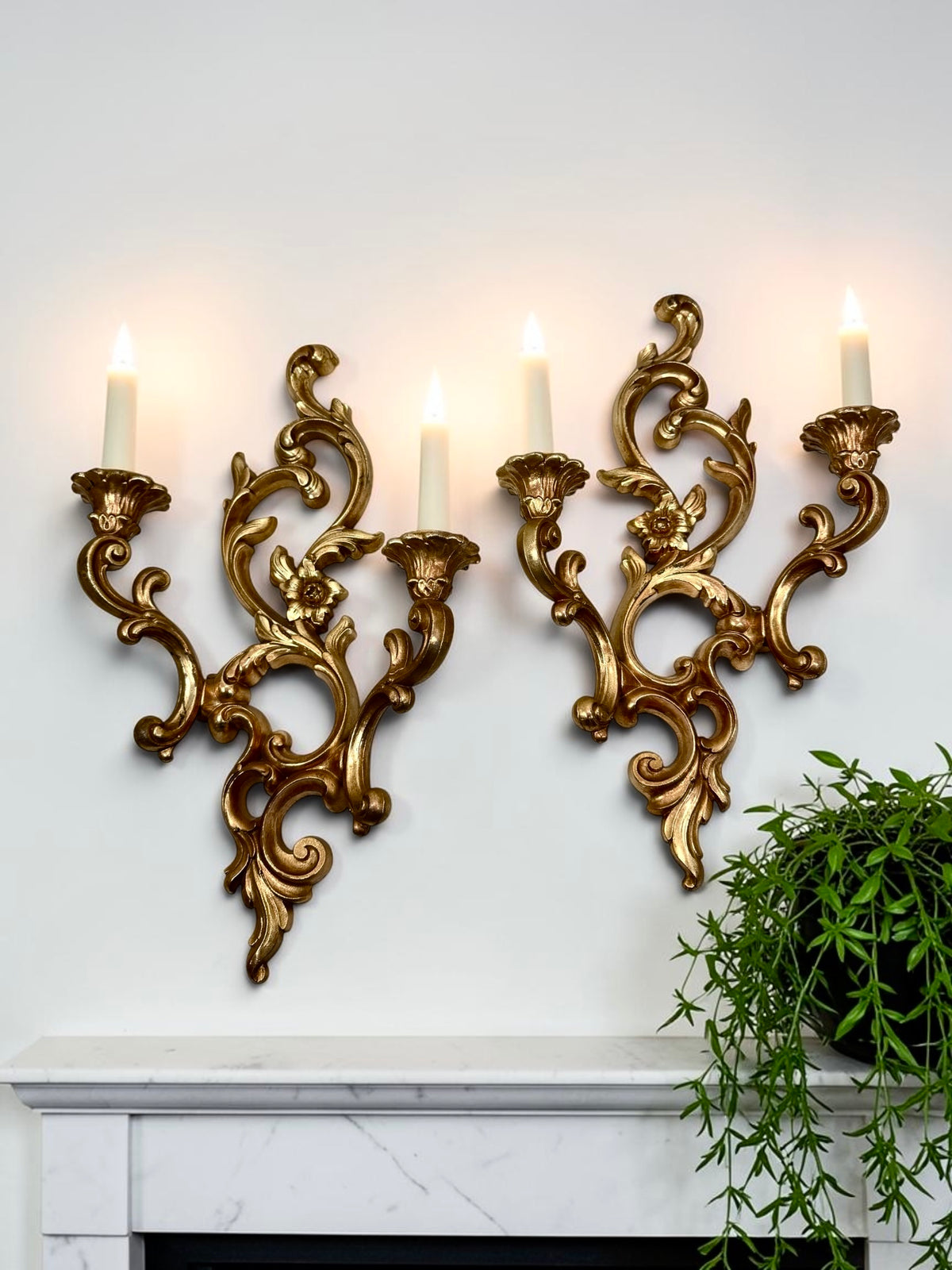 Vintage Syroco Candle Sconce Pair