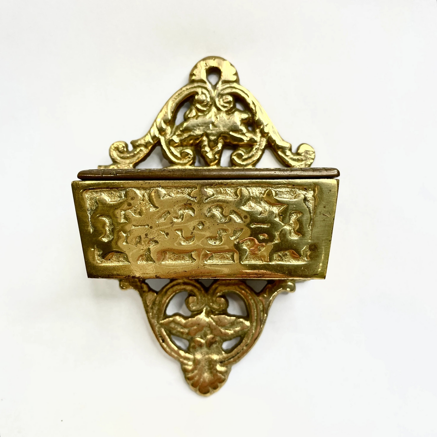 Vintage Brass Match Holder for Hearth or Fireplace Accessory