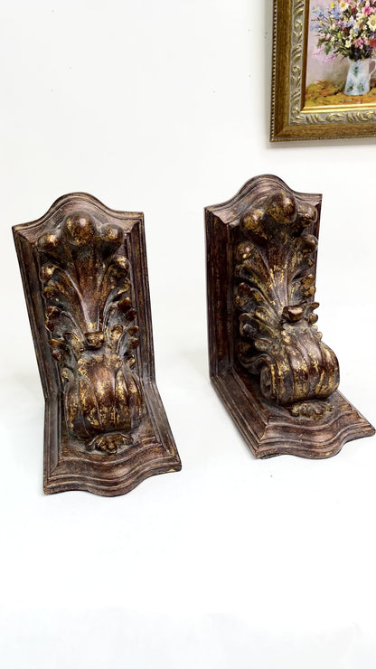 Vintage Bookends - Leaf Scroll Design - Price is for Pair