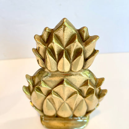 Vintage Brass Pineapple Bookends - Virginia Metalcrafters